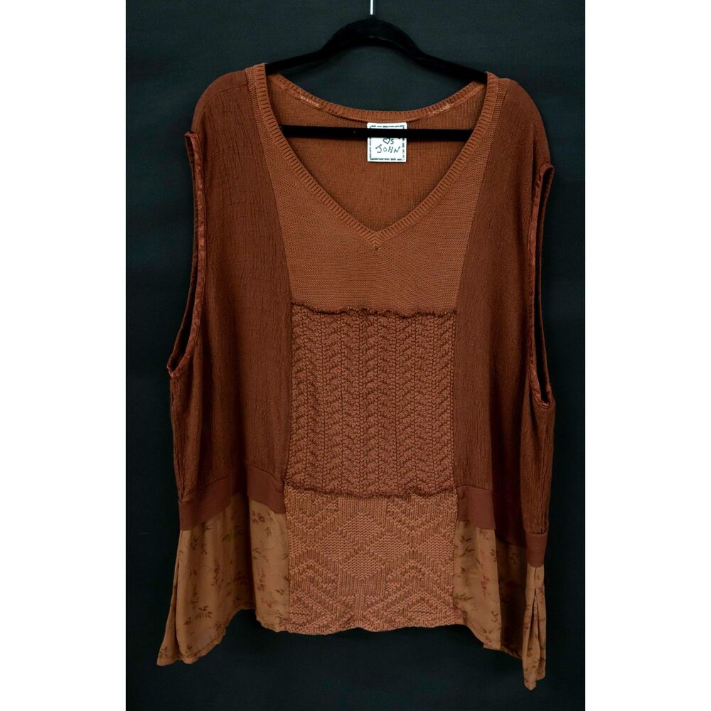 Jackie Loves John Vintage NWT Lagenlook Brown Knit One Size Y2K Sweater Vest